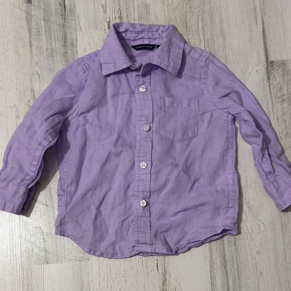 Janie and Jack Lavender Button-Down Shirt Size 12-18 Months